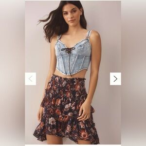 NWT By Anthropologie Asymmetrical Smocked Mini Skirt